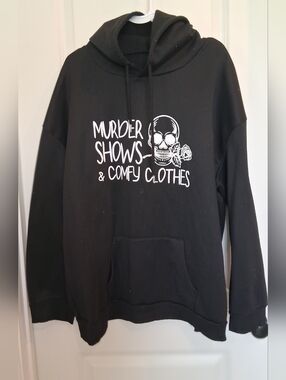 Black Graphic Hoodie - "Murder Shows & Comfy Clothes"